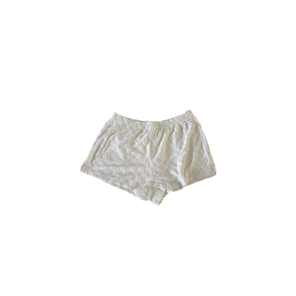 NIA Textured White Shorts Elastic Waist Soft Rayon Summer Size L